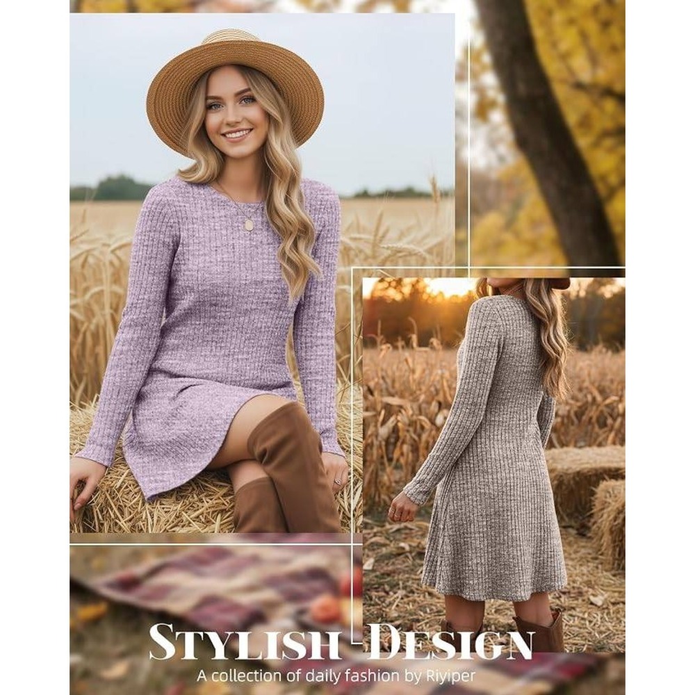 MSRP $65 Riyiper 3 Pack Women's S Long Sleeve Sweater Tunic Dress Loose Fitting
